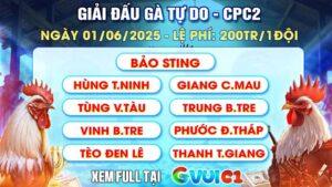 FEN79 cập nhật danh sách đội giải đấu gà tự do 01/06/2025 tại CPC2
